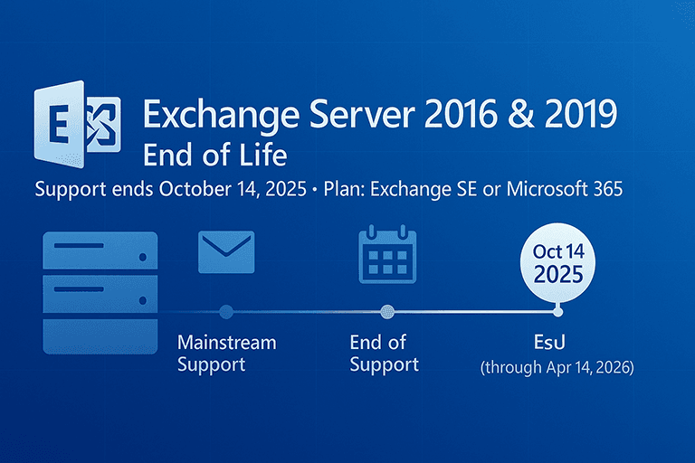Fim de vida do Exchange Server 2016 e 2019: datas, riscos e as suas opções de atualização Fim de vida do Exchange Server 2016 e 2019: datas, riscos e as suas opções de atualização
